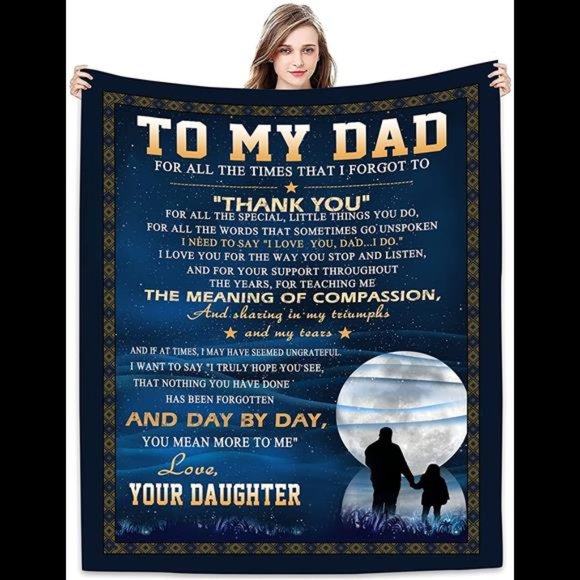 To My Dad from Daughter Flannel Fleece Throw Blanket 60"x50" - Picture 1 of 7